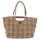 Burberrys Nova Check Tote Bag Canvas Beige Silver Auth 187365A-13