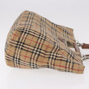 Burberrys Nova Check Tote Bag Canvas Beige Silver Auth 187365A-3
