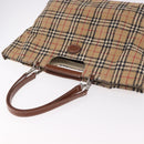 Burberrys Nova Check Tote Bag Canvas Beige Silver Auth 187365A-6