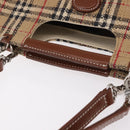 Burberrys Nova Check Tote Bag Canvas Beige Silver Auth 187365A-7