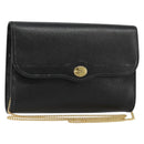 Christian Dior Chain Shoulder Bag Leather Black Gold Auth 187366-1