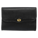 Christian Dior Chain Shoulder Bag Leather Black Gold Auth 187366-2
