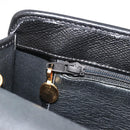 Christian Dior Chain Shoulder Bag Leather Black Gold Auth 187366-20