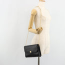 Christian Dior Chain Shoulder Bag Leather Black Gold Auth 187366-22