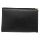 Christian Dior Chain Shoulder Bag Leather Black Gold Auth 187366-3