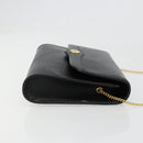 Christian Dior Chain Shoulder Bag Leather Black Gold Auth 187366-4
