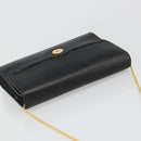 Christian Dior Chain Shoulder Bag Leather Black Gold Auth 187366-6
