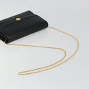 Christian Dior Chain Shoulder Bag Leather Black Gold Auth 187366-7