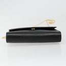 Christian Dior Chain Shoulder Bag Leather Black Gold Auth 187366-9