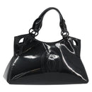 CARTIER Marcello Hand Bag Patent Leather Black Silver Auth 187367A-1