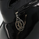 CARTIER Marcello Hand Bag Patent Leather Black Silver Auth 187367A-14