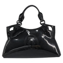 CARTIER Marcello Hand Bag Patent Leather Black Silver Auth 187367A-2