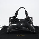 CARTIER Marcello Hand Bag Patent Leather Black Silver Auth 187367A-24