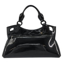 CARTIER Marcello Hand Bag Patent Leather Black Silver Auth 187367A-3