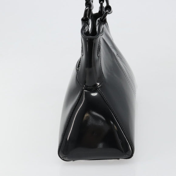 CARTIER Marcello Hand Bag Patent Leather Black Silver Auth 187367A
