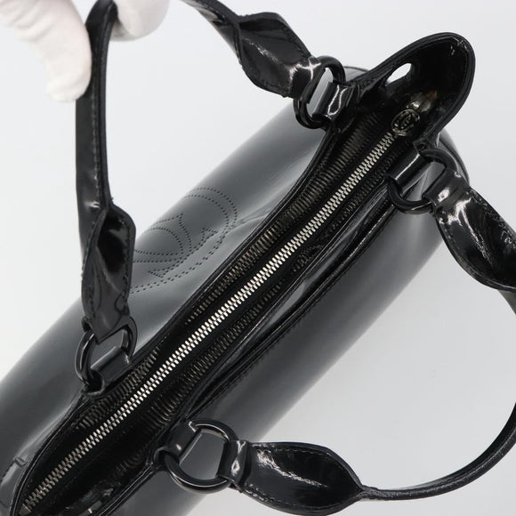 CARTIER Marcello Hand Bag Patent Leather Black Silver Auth 187367A