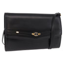 GUCCI Shoulder Bag Leather Black Gold Auth 187368-1