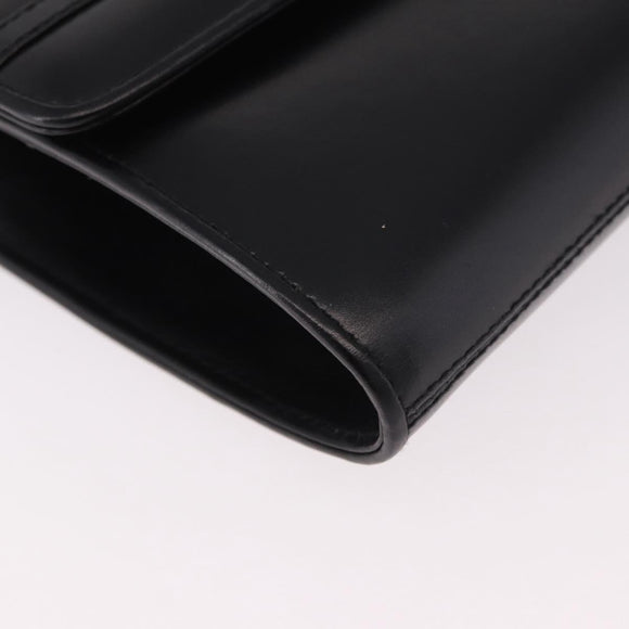 GUCCI Shoulder Bag Leather Black Gold Auth 187368