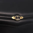 GUCCI Shoulder Bag Leather Black Gold Auth 187368-17