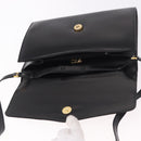 GUCCI Shoulder Bag Leather Black Gold Auth 187368-10