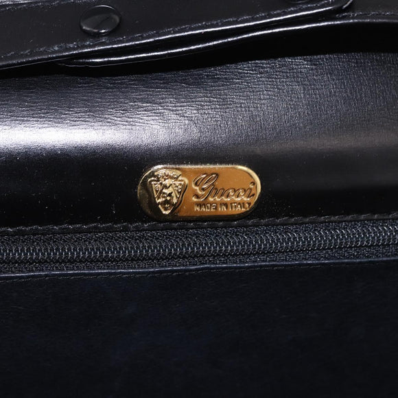 GUCCI Shoulder Bag Leather Black Gold Auth 187368
