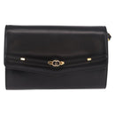 GUCCI Shoulder Bag Leather Black Gold Auth 187368-13
