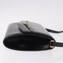 GUCCI Shoulder Bag Leather Black Gold Auth 187368-3