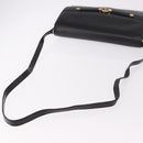 GUCCI Shoulder Bag Leather Black Gold Auth 187368-7