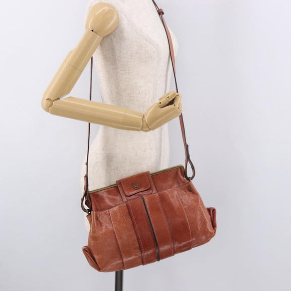 Chloe Shoulder Bag Leather Pink Gold Auth 187369