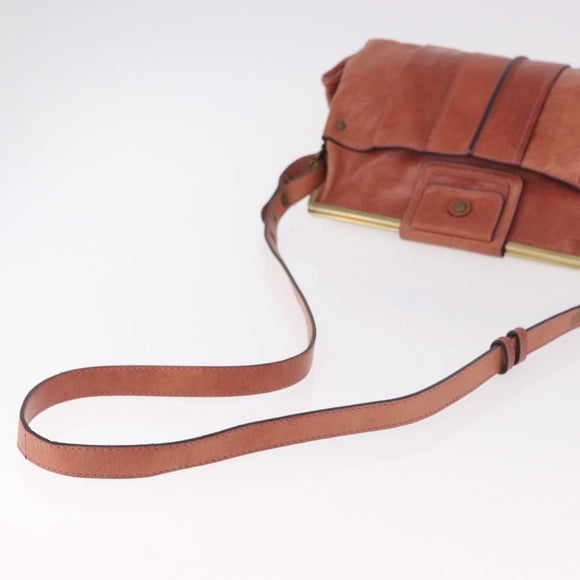 Chloe Shoulder Bag Leather Pink Gold Auth 187369