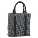 Christian Dior Trotter Canvas Hand Bag Navy Gold Auth 187370-1