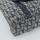 Christian Dior Trotter Canvas Hand Bag Navy Gold Auth 187370-16
