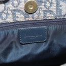 Christian Dior Trotter Canvas Hand Bag Navy Gold Auth 187370-10