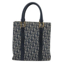 Christian Dior Trotter Canvas Hand Bag Navy Gold Auth 187370-13