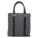 Christian Dior Trotter Canvas Hand Bag Navy Gold Auth 187370-2
