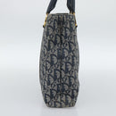 Christian Dior Trotter Canvas Hand Bag Navy Gold Auth 187370-3