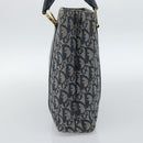 Christian Dior Trotter Canvas Hand Bag Navy Gold Auth 187370-4