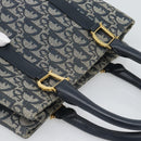 Christian Dior Trotter Canvas Hand Bag Navy Gold Auth 187370-6