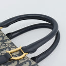 Christian Dior Trotter Canvas Hand Bag Navy Gold Auth 187370-8