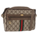GUCCI GG Supreme Web Sherry Line Bag PVC Beige Gold 904 02 004 Auth 187372-1