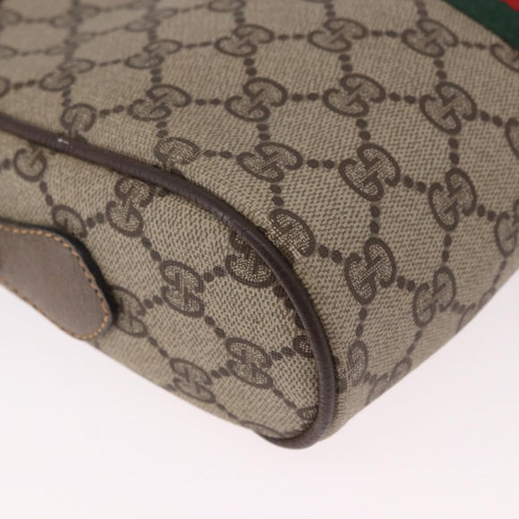 GUCCI GG Supreme Web Sherry Line Bag PVC Beige Gold 904 02 004 Auth 187372