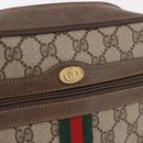 GUCCI GG Supreme Web Sherry Line Bag PVC Beige Gold 904 02 004 Auth 187372-17