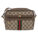 GUCCI GG Supreme Web Sherry Line Bag PVC Beige Gold 904 02 004 Auth 187372-13