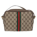 GUCCI GG Supreme Web Sherry Line Bag PVC Beige Gold 904 02 004 Auth 187372-2