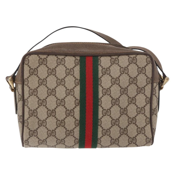 GUCCI GG Supreme Web Sherry Line Bag PVC Beige Gold 904 02 004 Auth 187372