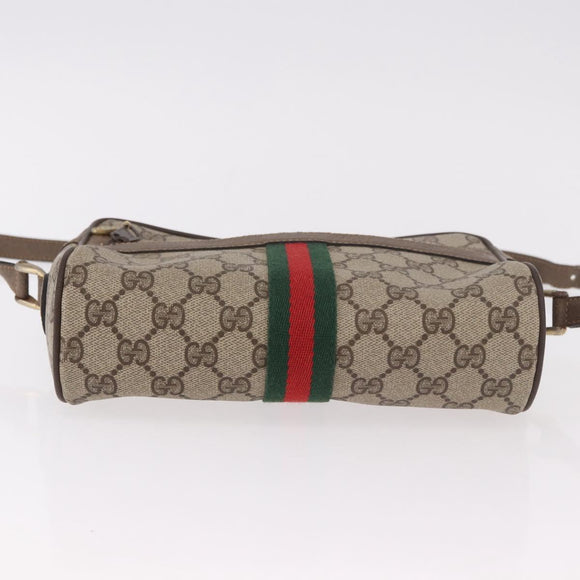 GUCCI GG Supreme Web Sherry Line Bag PVC Beige Gold 904 02 004 Auth 187372