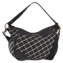 BURBERRY Nova Check Blue Label Hand Bag Canvas 2way Black Gold Auth 187373-1