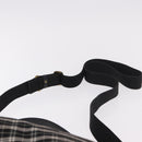 BURBERRY Nova Check Blue Label Hand Bag Canvas 2way Black Gold Auth 187373-14