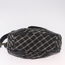 BURBERRY Nova Check Blue Label Hand Bag Canvas 2way Black Gold Auth 187373-5