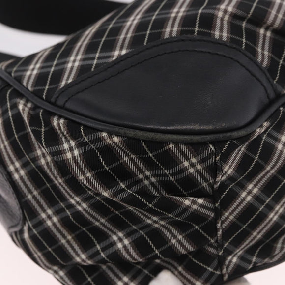 BURBERRY Nova Check Blue Label Hand Bag Canvas 2way Black Gold Auth 187373